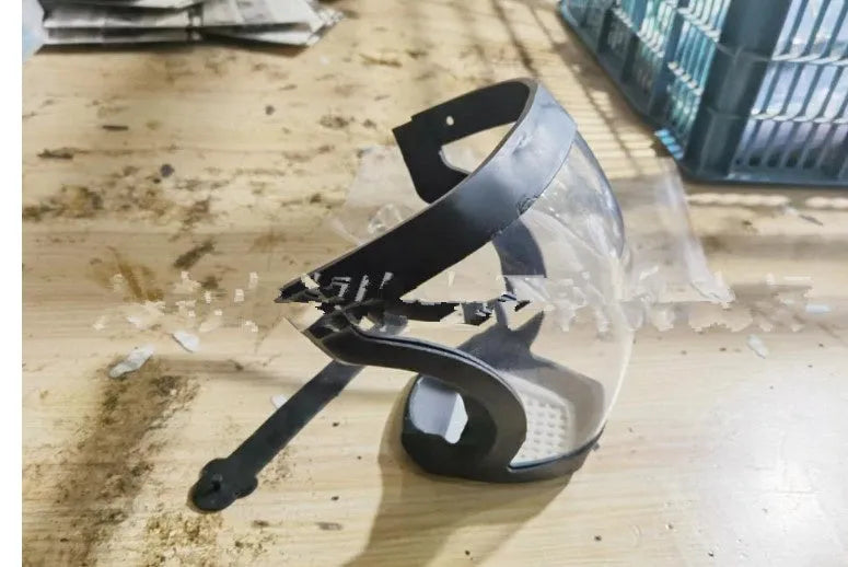Transparent full face sports mask with edging, 21x16cm, clear plastic, lightweight reusable protection