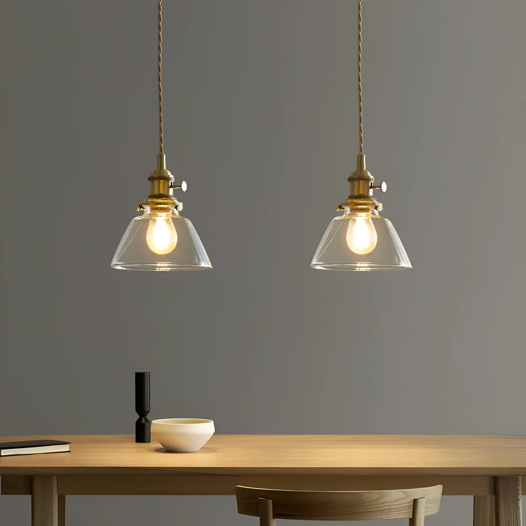 American retro pendant bedside light with warm white 4W LED in downward droplight configuration