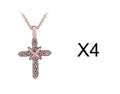 Studded Jesus cross pendant on alloy clavicle chain necklace in platinum finish