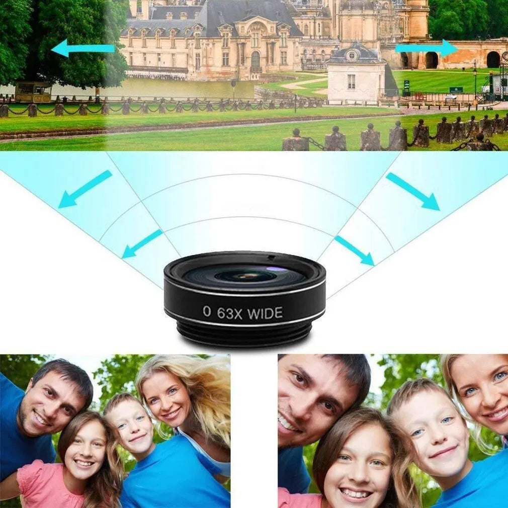 Black ten-in-one smartphone fisheye lens set with aluminium-magnesium alloy frame