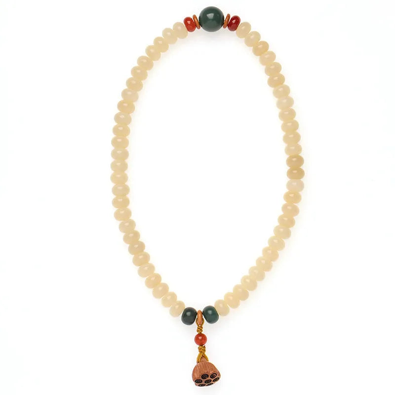 Wooden Bodhi bracelet with 6*9mm flat round beads and double-ring clasp for 15-20cm wrists