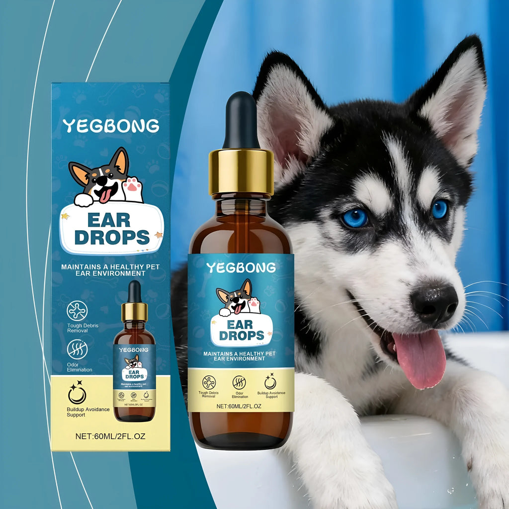 60ml bottle of dog ear care drops with glycerin bisabolol and chamomile extract