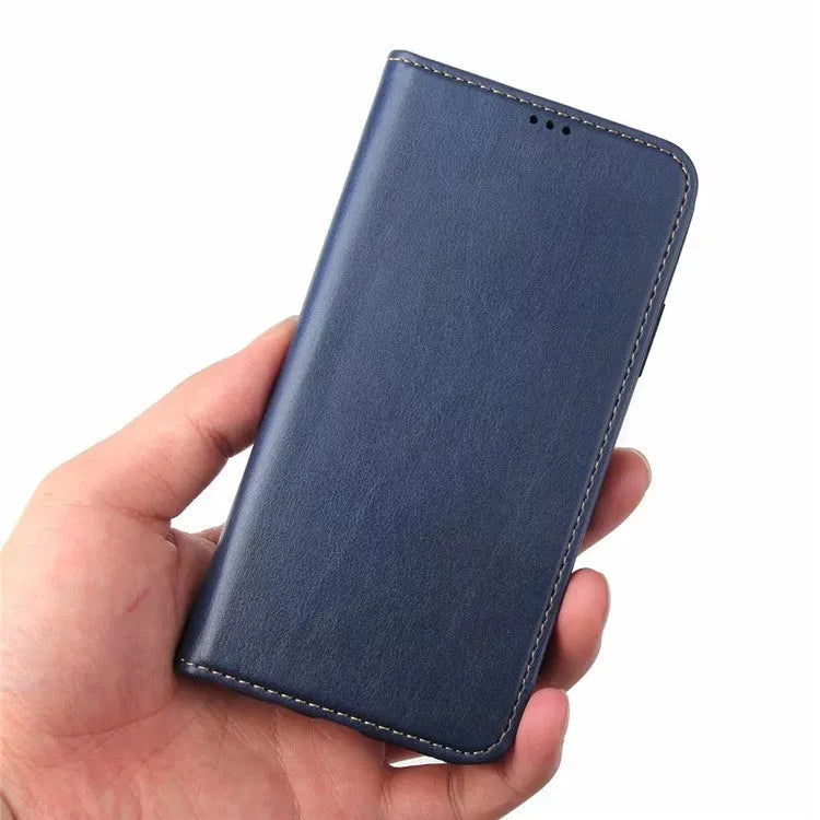 Clamshell PU leather wallet phone case for iPhone 11 in solid colour business style