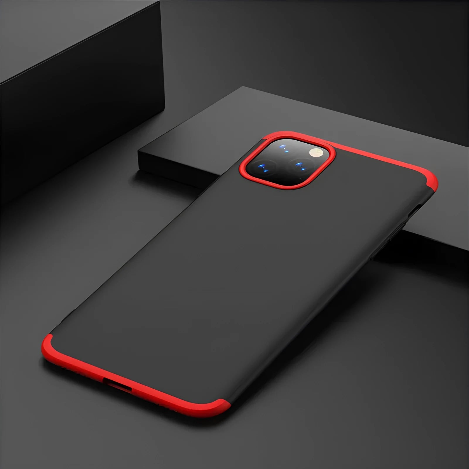 Three-section PC back cover for Apple iPhone 11 in black, blue, gold, pink, and red solid colours