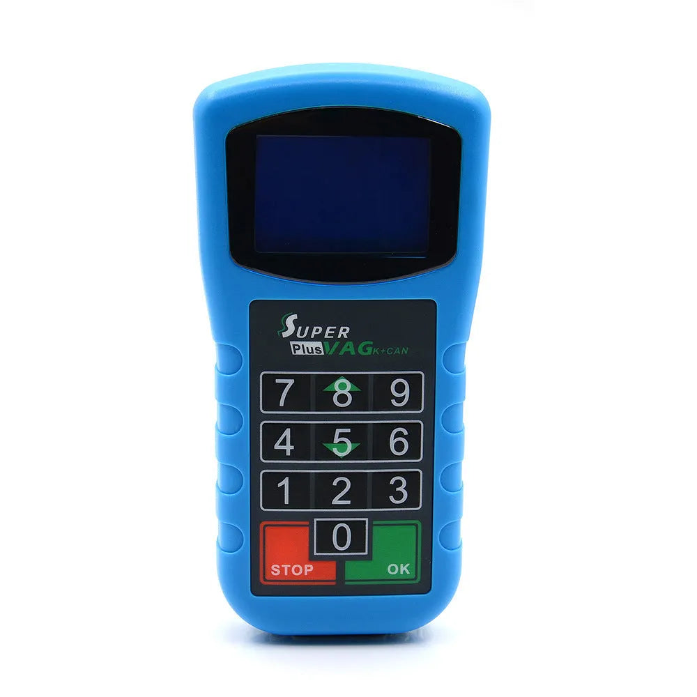 Blue Volkswagen Skoda diagnostic test tool with multi-function digital keyboard and high-resolution screen for VW Audi Seat Skoda vehicles