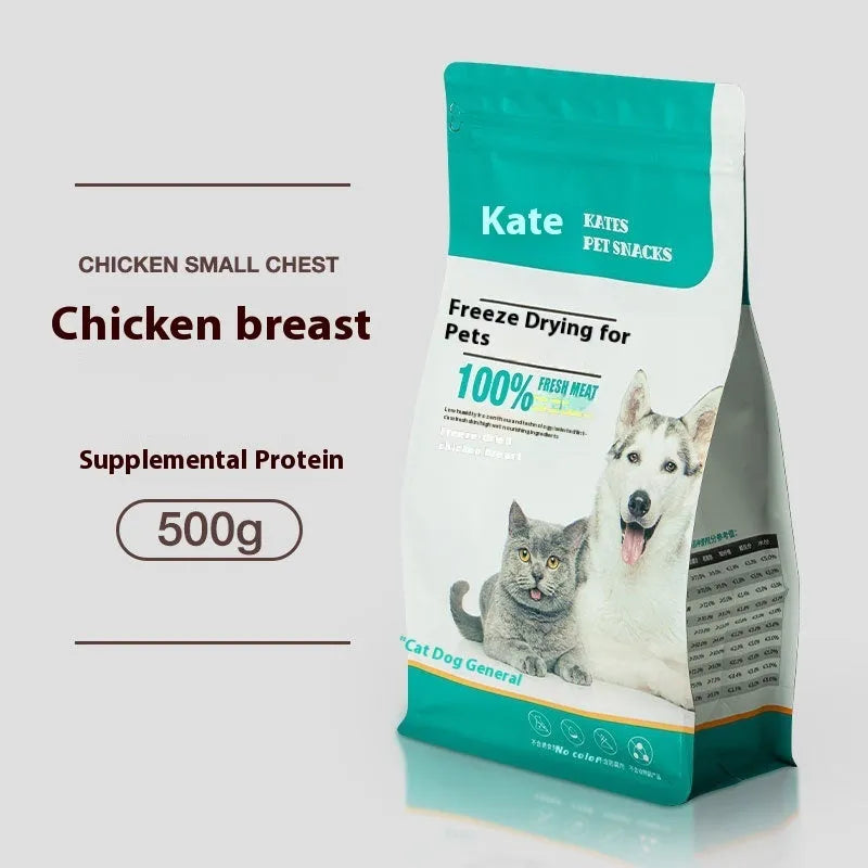 500g chicken freeze-dried cat snacks in bag or can packaging without grain content