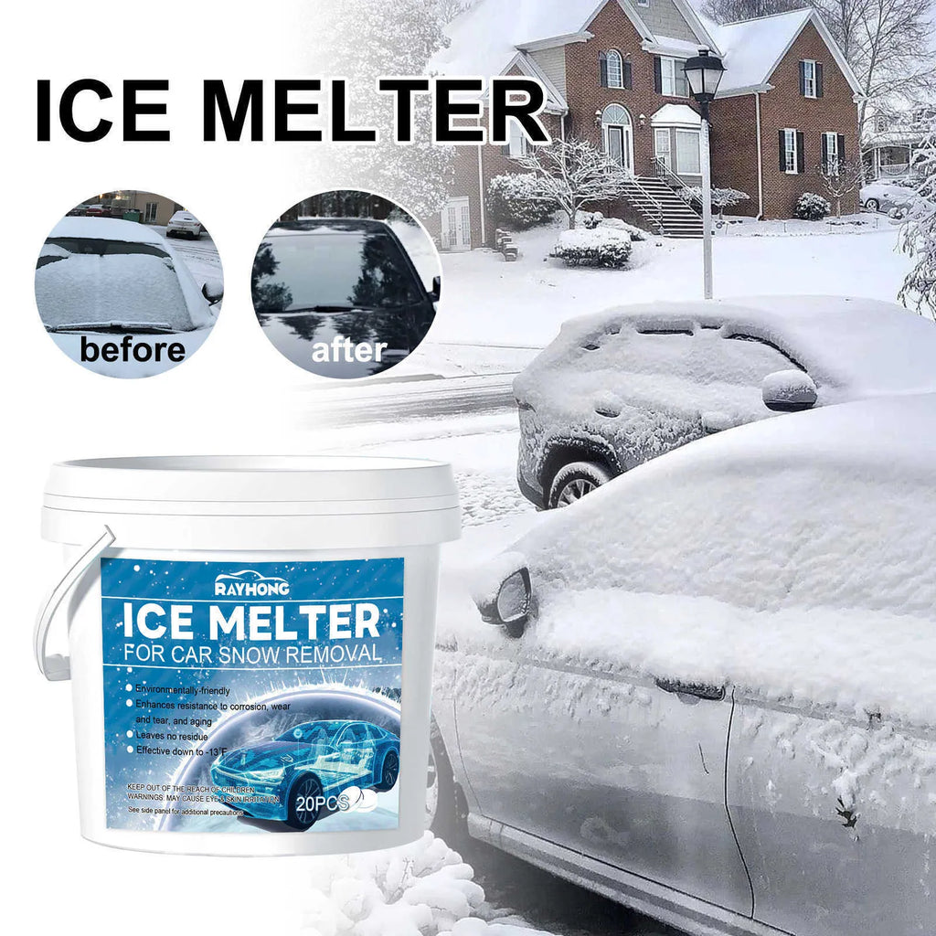 20-piece car glass deicing effervescent tablets for winter windscreen frost removal measuring 12.7 x 12 cm