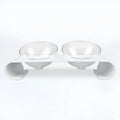 Plastic pet bowl dog bowl double bowl design white ABS M760 with two compartments for food and water
