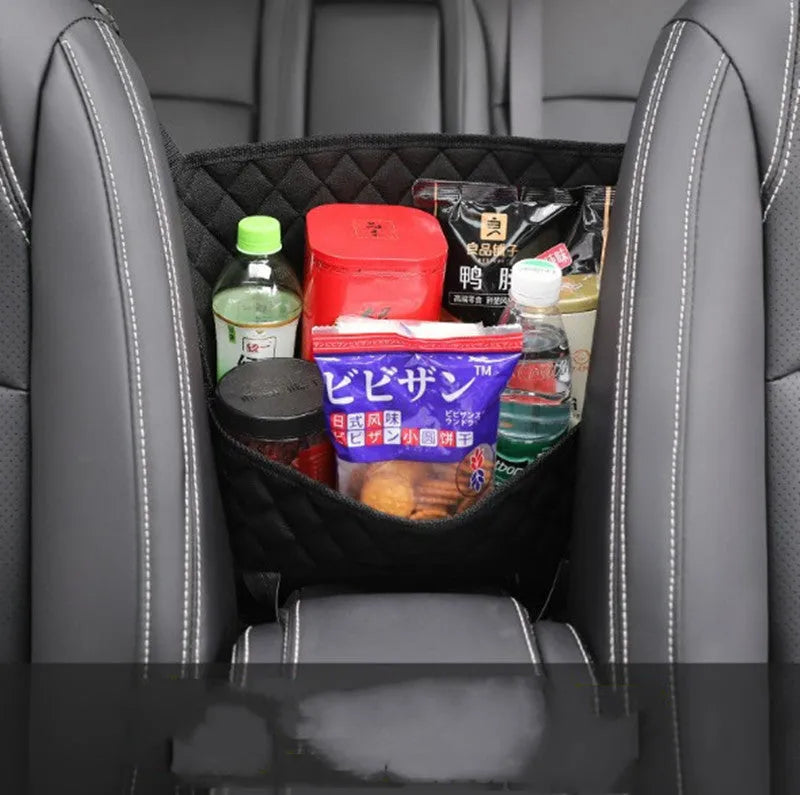 Nylon car seat storage net pocket measuring 27x39x10cm in a black colour option