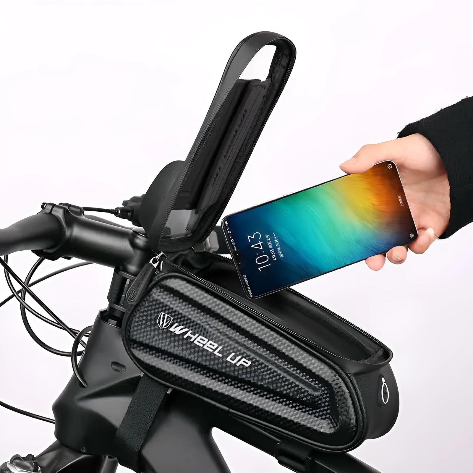 Black grey EVA bicycle bag with reflective strips for mountain bike mobile phone storage