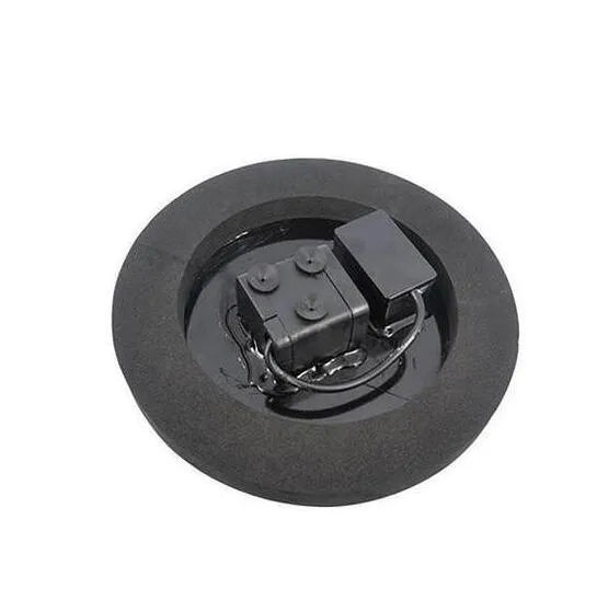 Black solar-powered garden water fountain pump with four different spray nozzle attachments