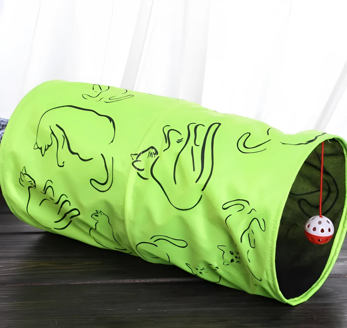 Foldable printed paper cat toy tunnel, 25 cm diameter and 51 cm length, for indoor cats