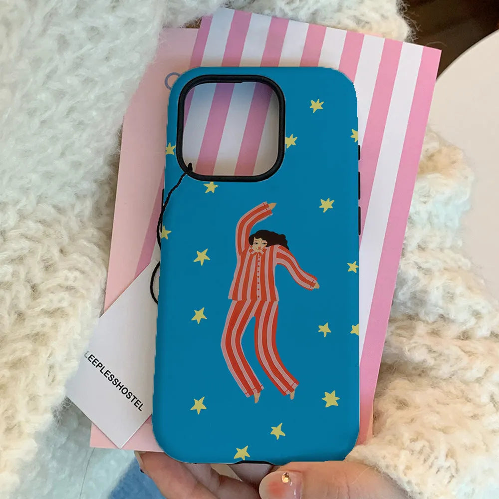 Blue Feilin magnetic phone case with funny cartoon illustration for iPhone models 11 through 16