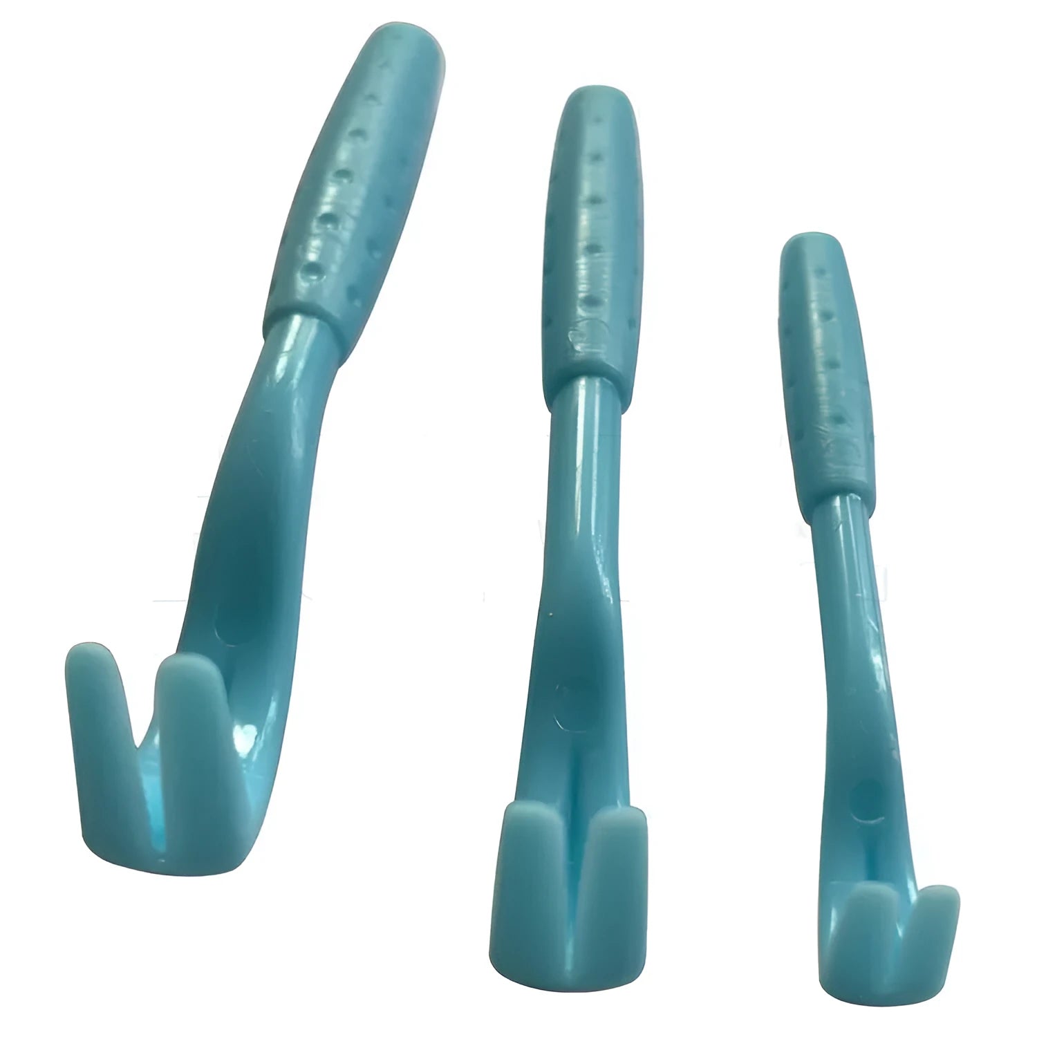 Blue plastic flea tick extractor for removing ticks and fleas from pets, shown on a white background