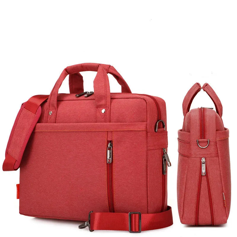 Waterproof Oxford cloth laptop bag with alloy hardware and multiple compartments in black for 15 inch laptop