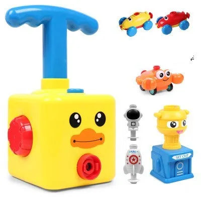 Children's air balloon powered car toy set with 2 ABS plastic cars and 12 balloons on a white background