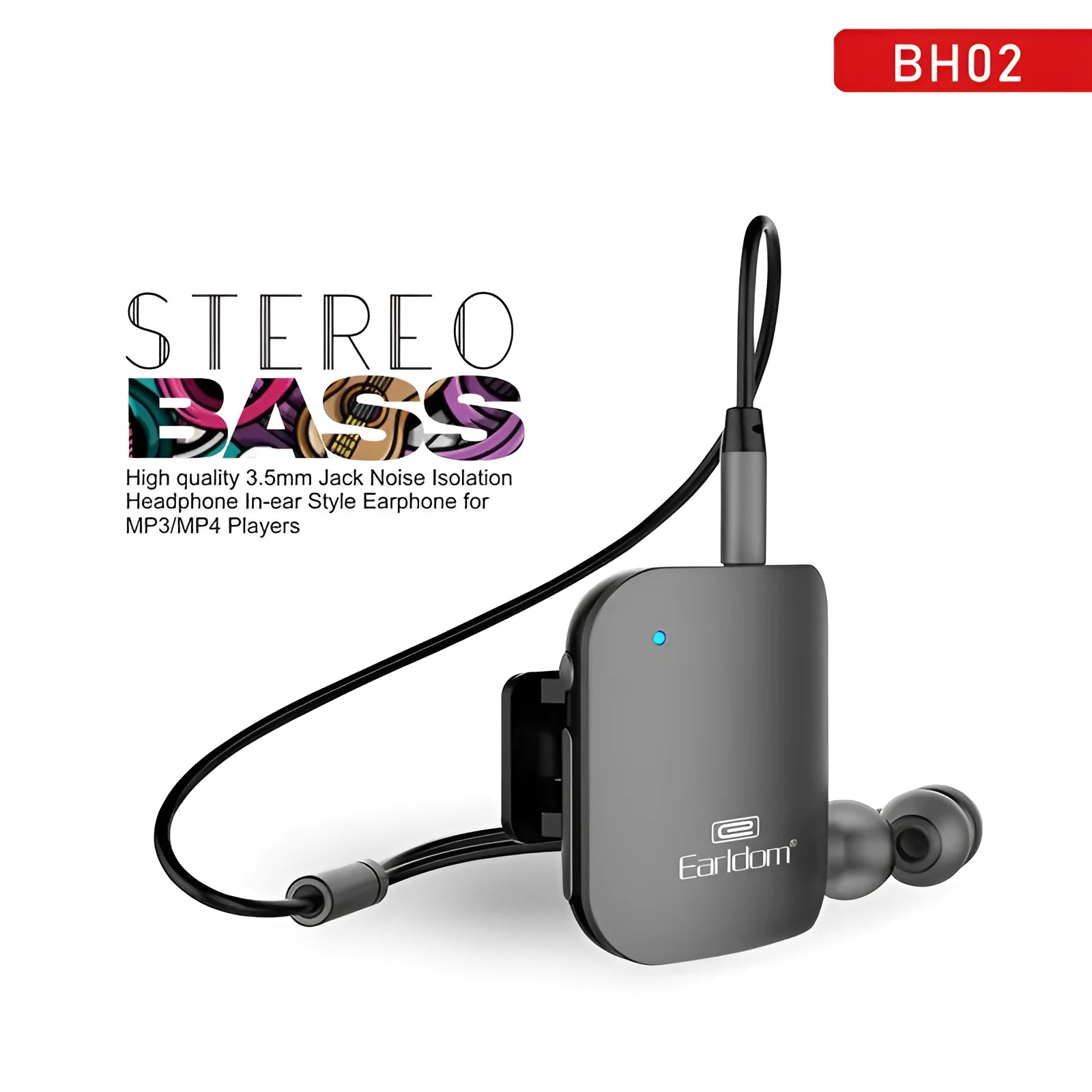 Bluetooth audio receiver for converting wired headphones to wireless with lavalier wearing style