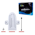 White PS5 Slim charging dock station with RGB ambient lighting and cooling pad functionality