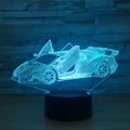 Lamborghini 3D LED night light with USB cable showing black finish from front angle