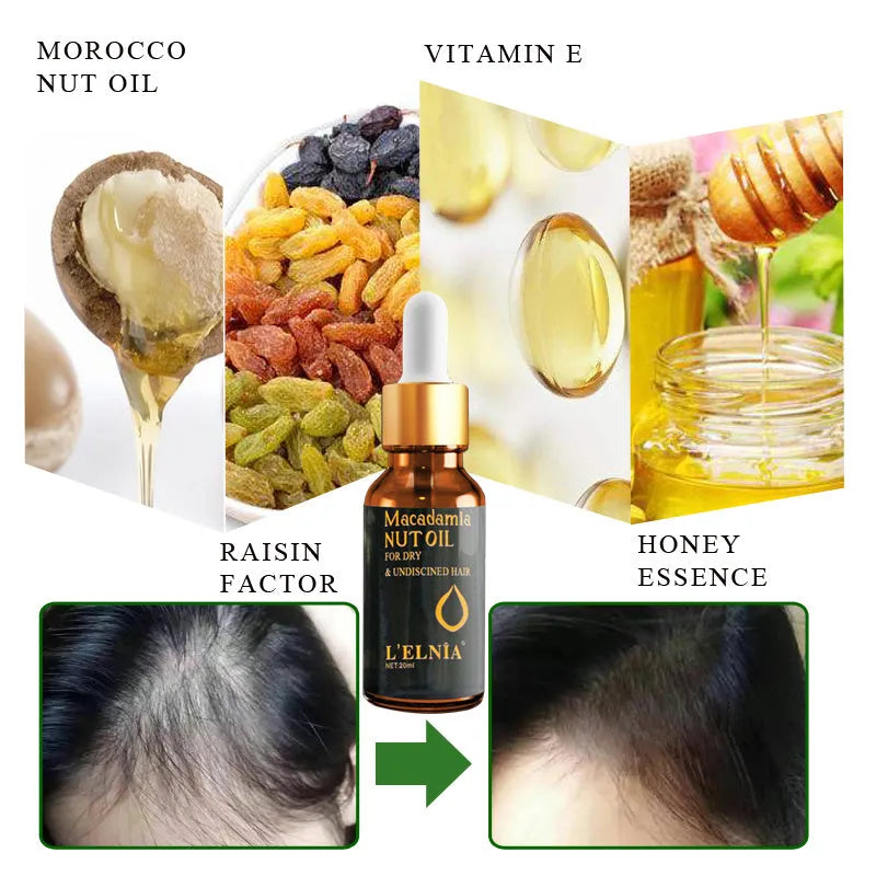 20ml hair essential oil bottle with Moroccan nut oil, almond oil, grape seed oil and vitamin E