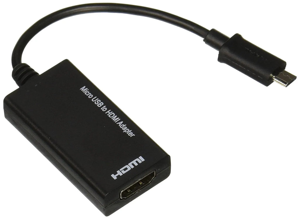 Black HD handset to HDMI adapter cable with gold-plated connectors on a white background