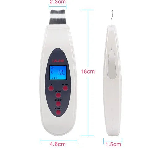 White ultrasonic skin cleaner with 28000Hz vibration and mild heating for blackhead removal