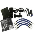 Bounce elastic resistance training device with adjustable waist belt, four elastic cords, ankle straps and bracelet straps