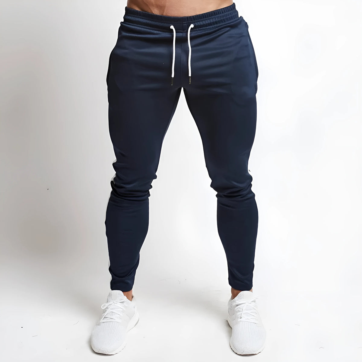 Men's colourblock sweatpants in black red, blue or khaki, polyester blend, Asian sizes L-XXL