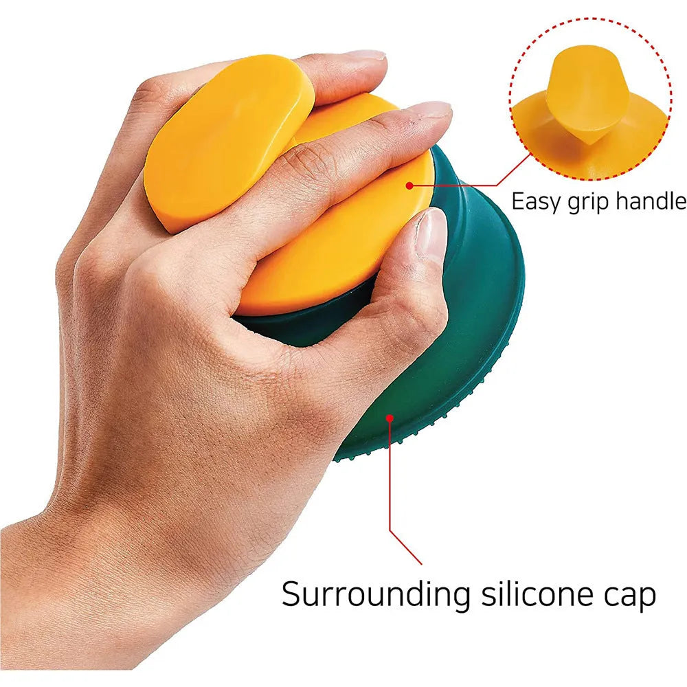 Green double-sided knotted silicone pet hair remover brush 8x9.5cm with multiple bumps for massage effect