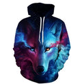 Men's wolf printed hoodie with 3D sweatshirt design, polyester fabric, sizes S to 6XL, ten model options