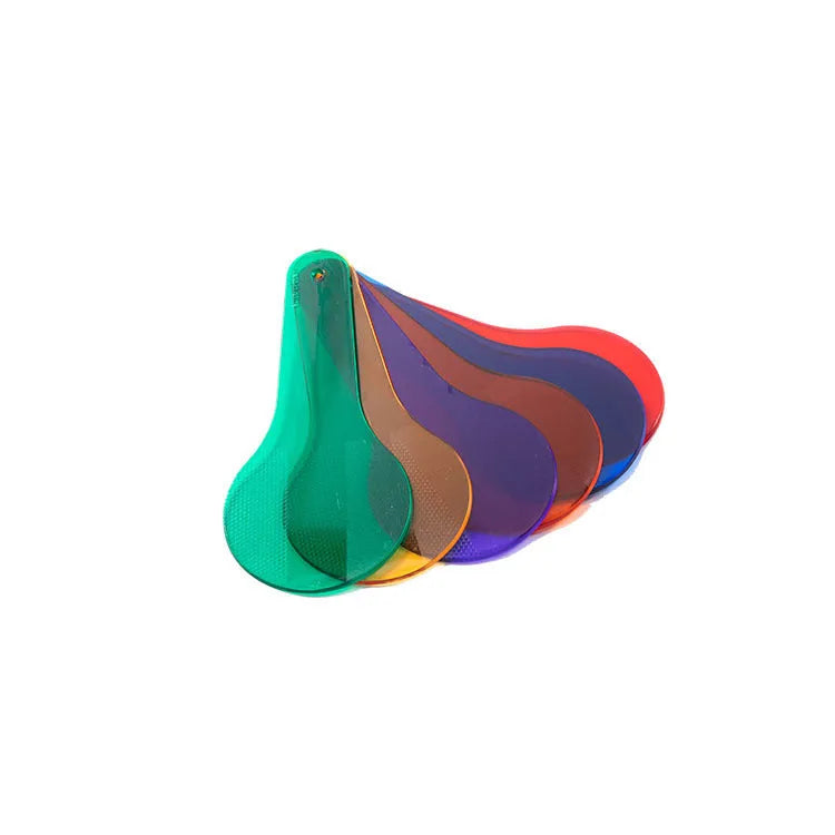 Set of six rectangular coloured PVC learning boards for kids: red, yellow, blue, green, orange, and purple.