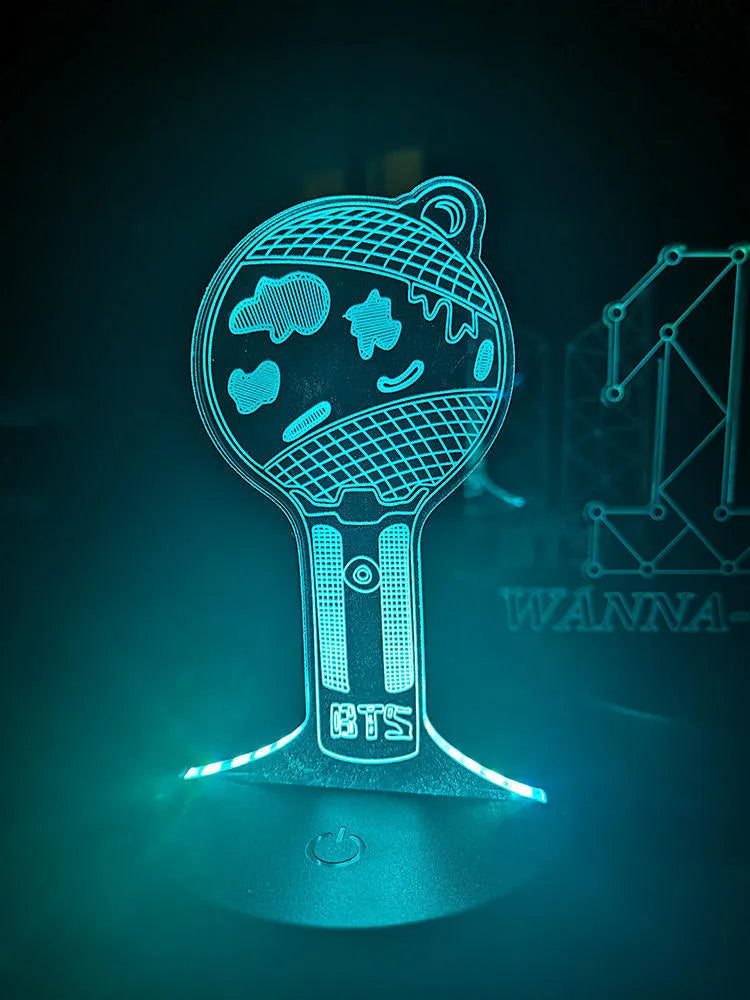 LED light-up acrylic display stand for BTS Tower Gem merchandise with clear base
