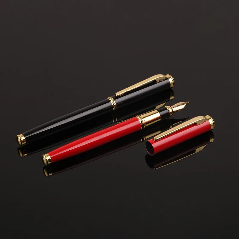 Metal shell ink pen with 0.5mm Yijin nib in red or black colour options for office and student writing