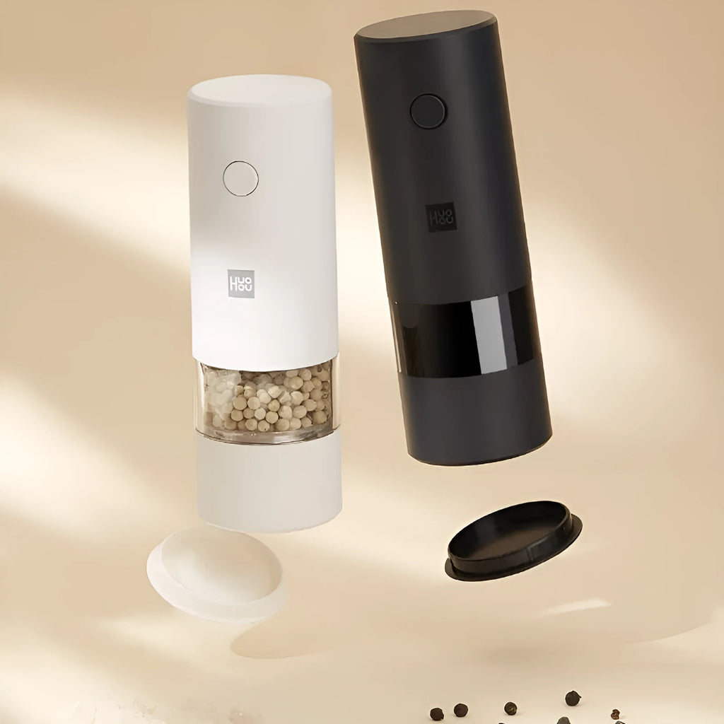 Electric grinder in black with ceramic mechanism, 51.5×157mm, for black pepper and sea salt