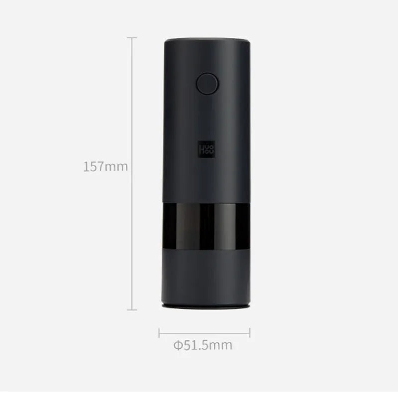 Electric grinder in black with ceramic mechanism, 51.5×157mm, for black pepper and sea salt