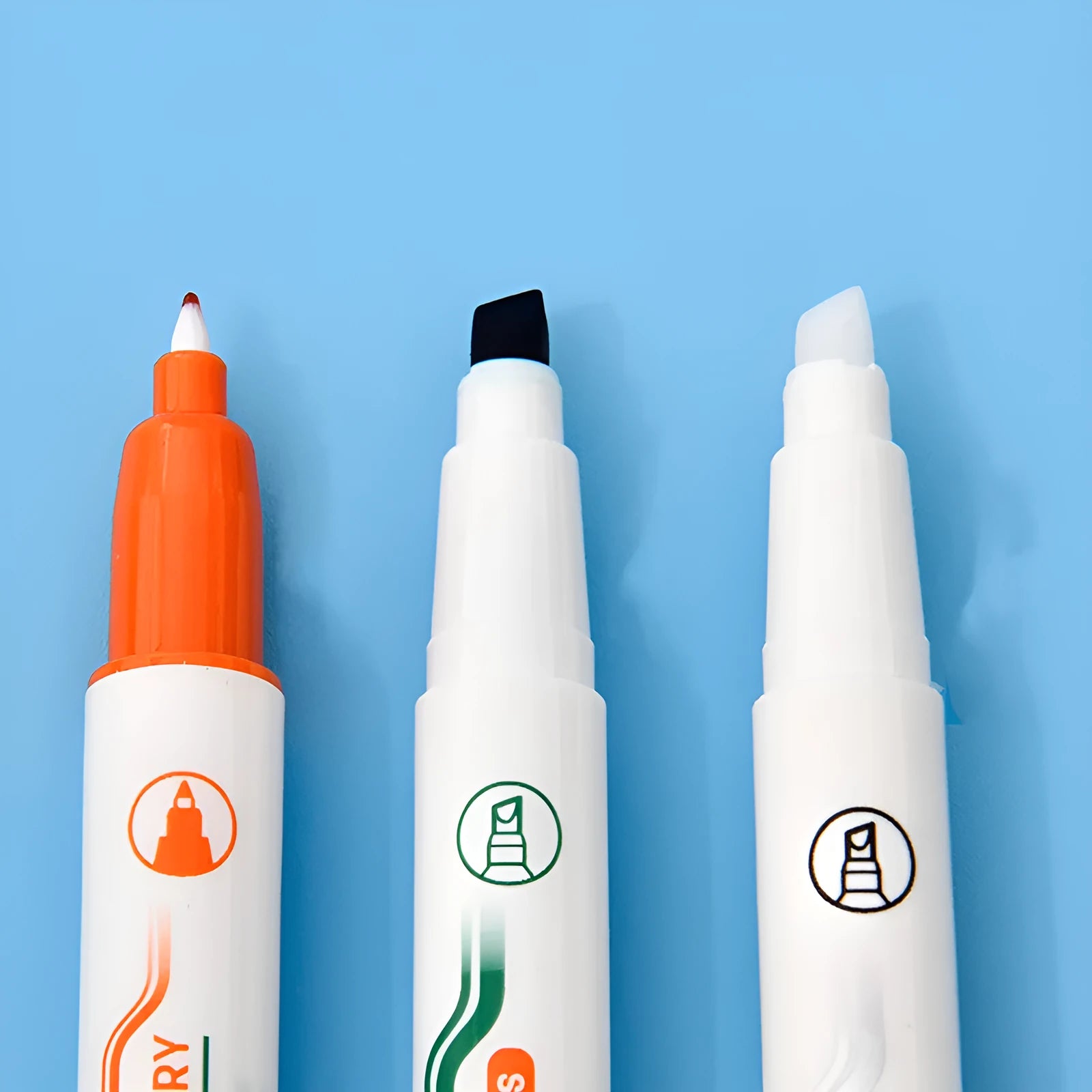 Green erasable highlighter pen set with correction pen and eraser on card packaging