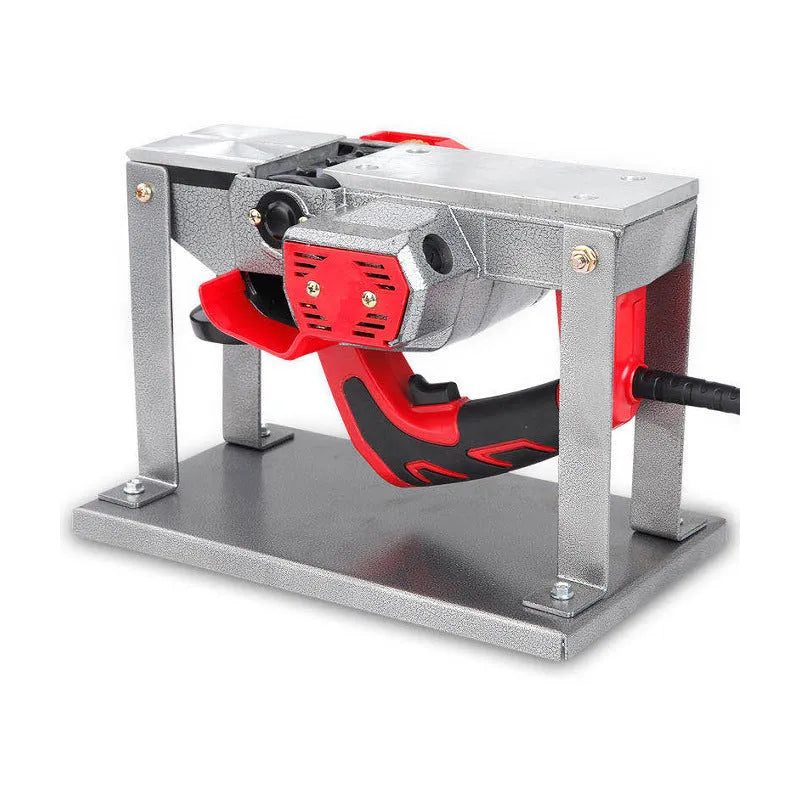 Black iron flip chip bracket for mounting a portable electric planer, showing its 285mm length.