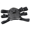 Black dog chest harness mount for GoPro with quick release base, washable material, two fixed positions