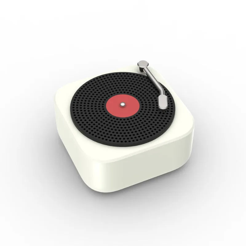 Wireless mini portable record vinyl bluetooth speaker in blue with compact 65x65x62mm size