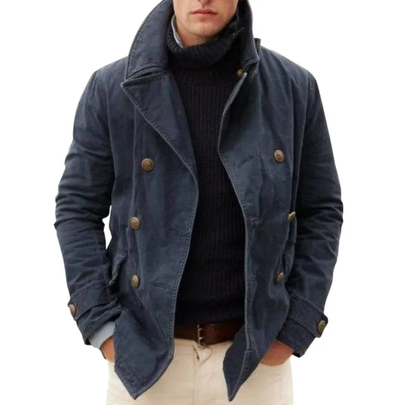 Lined solid colour jacket in black with lapel collar, loose fit, on hanger