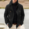 Lined solid colour jacket in black with lapel collar, loose fit, on hanger