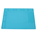 Blue silicone watch repair desk mat with anti-slip textured surface for jewellery tools