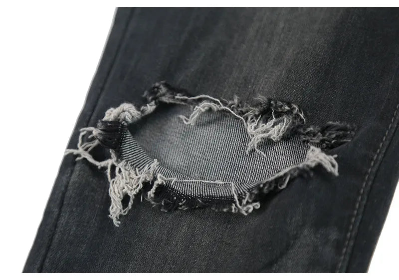 Grey low waist micro-elastic jeans with zip placket, sizes 30-36, youth leisure trousers