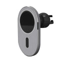 Grey aluminium car magnetic wireless charger with USB-C interface for iPhone