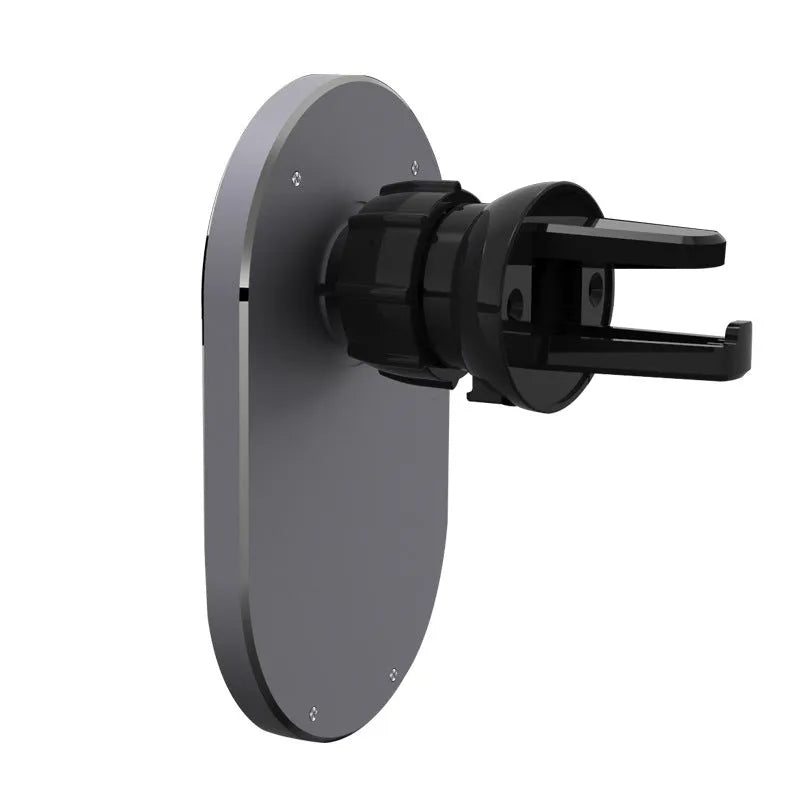 Grey aluminium car magnetic wireless charger with USB-C interface for iPhone