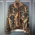 Women's cropped hoodie with button or zipper front, long sleeves, hood, sizes L M XL