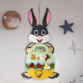 Easter felt bunny pendant with 7 detachable egg patches, 89 cm x 51 cm, for wall or door decoration