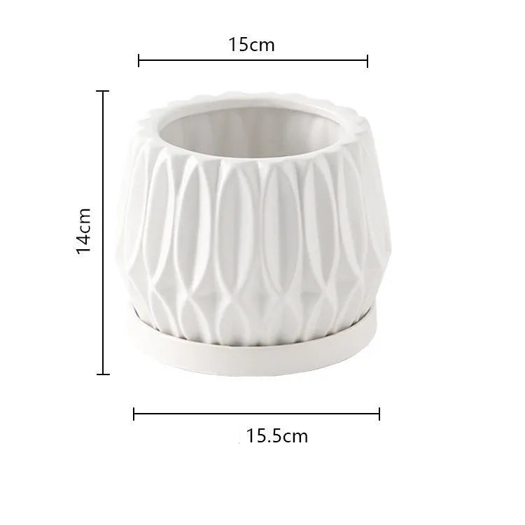 Medium grey ceramic flowerpot for tabletop or floor plant display