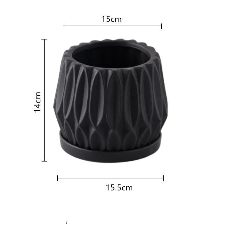 Medium grey ceramic flowerpot for tabletop or floor plant display