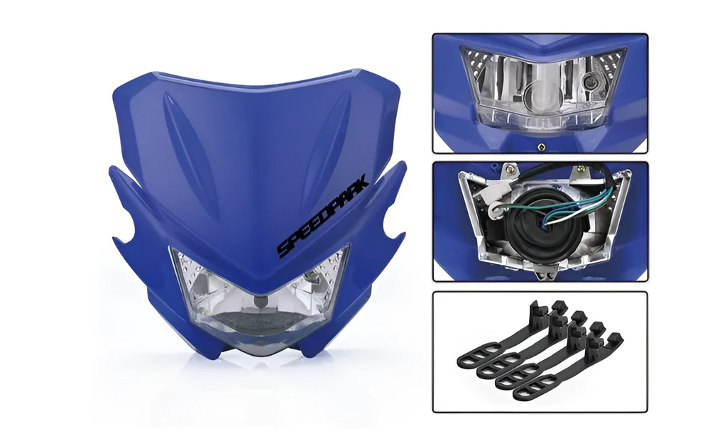 Universal motorcycle headlight fairing for KTM dirt bike, plastic, 12V 35W, whole shade, in black blue or white.